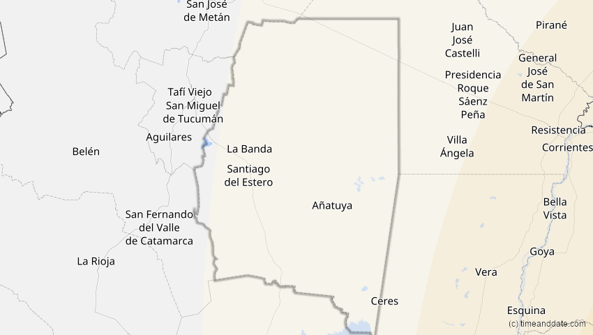 A map of Santiago del Estero, Argentinien, showing the path of the 30. Apr 2041 Totale Sonnenfinsternis
