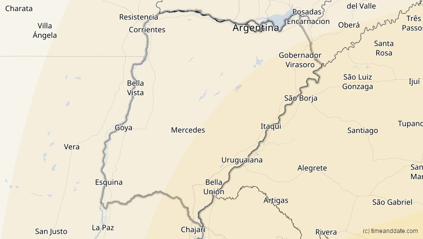 A map of Corrientes, Argentinien, showing the path of the 30. Apr 2041 Totale Sonnenfinsternis