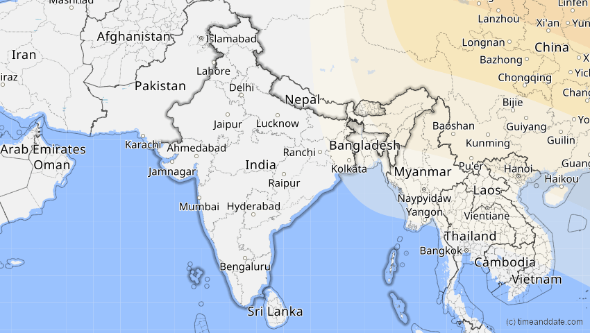 A map of Indien, showing the path of the 25. Okt 2041 Ringförmige Sonnenfinsternis