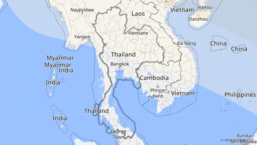 A map of Thailand, showing the path of the 25. Okt 2041 Ringförmige Sonnenfinsternis