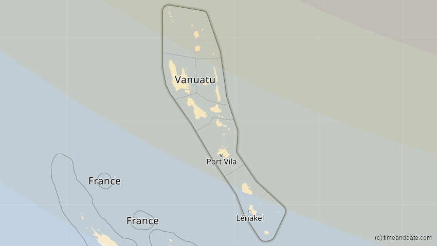 A map of Vanuatu, showing the path of the 25. Okt 2041 Ringförmige Sonnenfinsternis