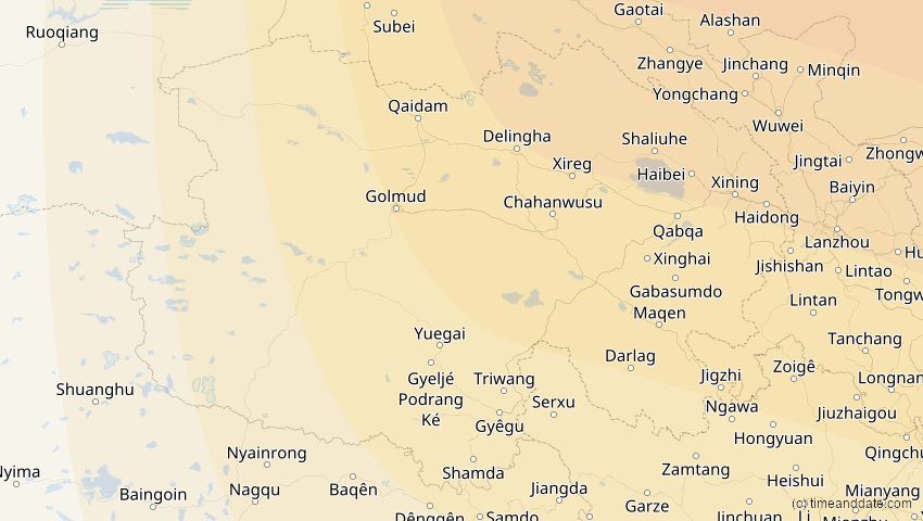 A map of Qinghai, China, showing the path of the 25. Okt 2041 Ringförmige Sonnenfinsternis