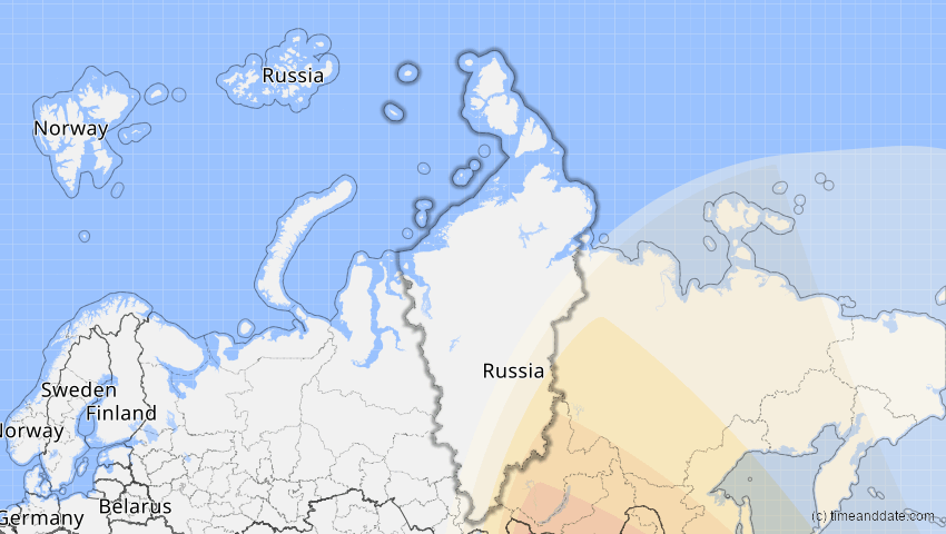 A map of Krasnojarsk, Russland, showing the path of the 25. Okt 2041 Ringförmige Sonnenfinsternis