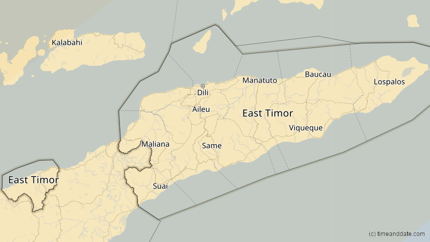 A map of Osttimor, showing the path of the 20. Apr 2042 Totale Sonnenfinsternis