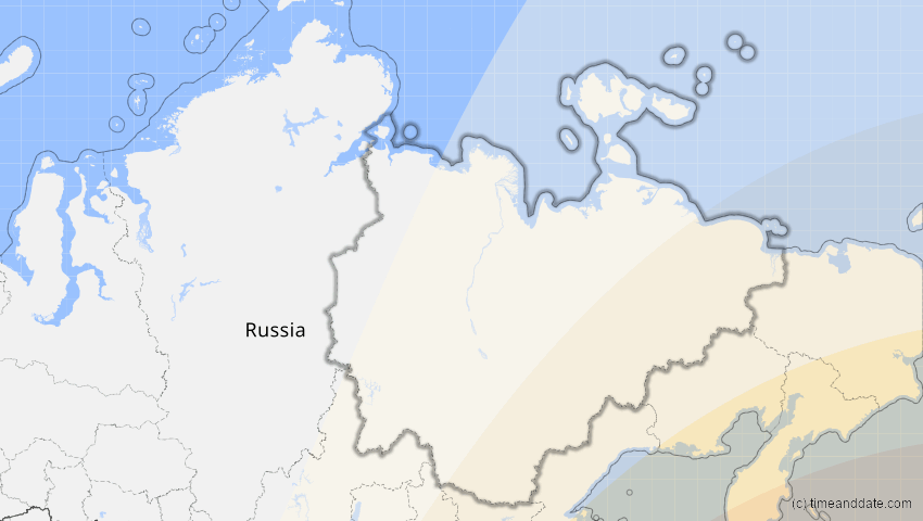 A map of Sacha (Jakutien), Russland, showing the path of the 20. Apr 2042 Totale Sonnenfinsternis