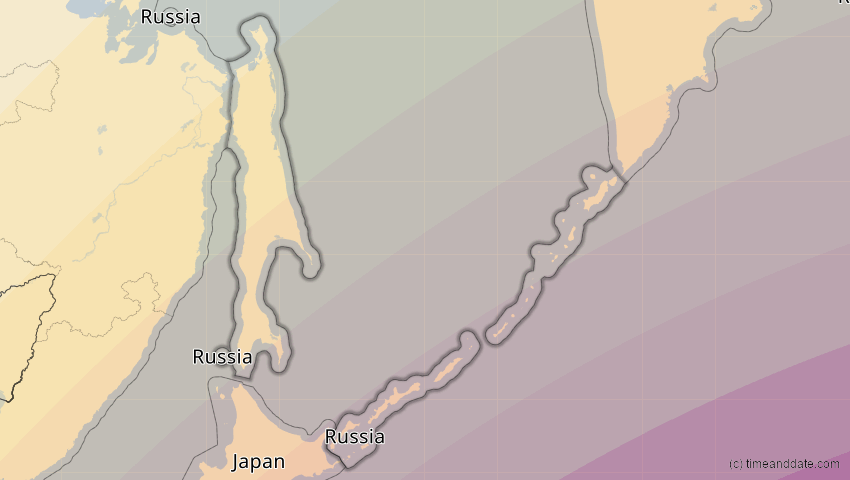 A map of Sachalin, Russland, showing the path of the 20. Apr 2042 Totale Sonnenfinsternis