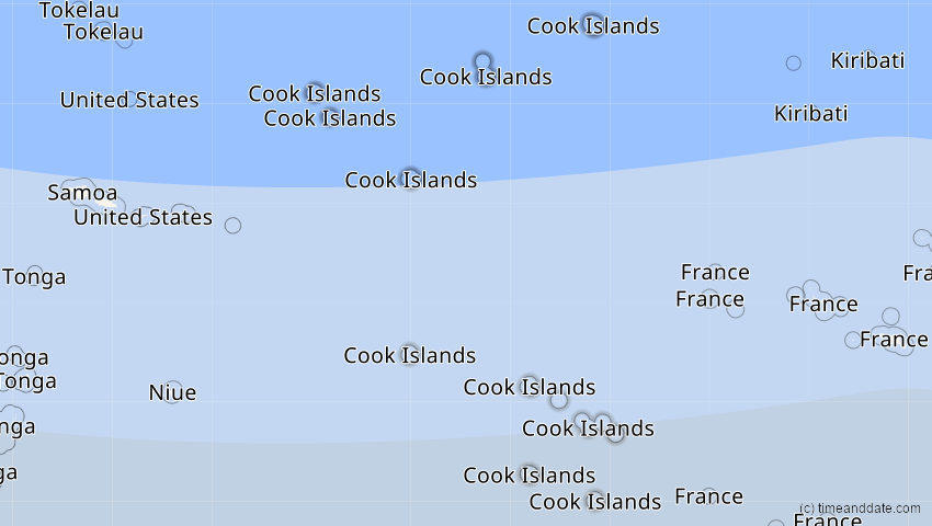 A map of Cookinseln, showing the path of the 13. Okt 2042 Ringförmige Sonnenfinsternis