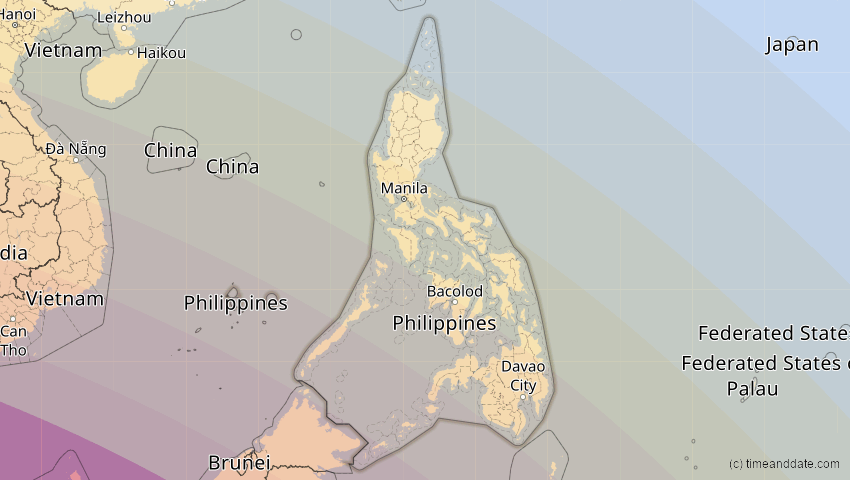 A map of Philippinen, showing the path of the 14. Okt 2042 Ringförmige Sonnenfinsternis