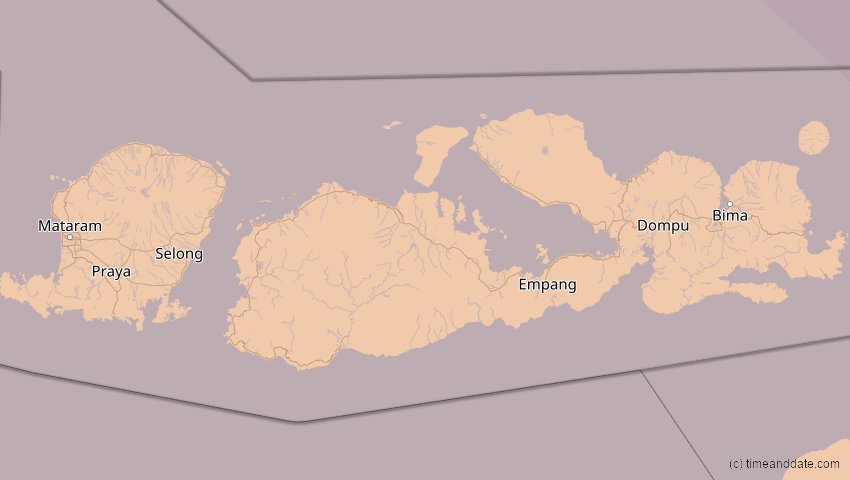 A map of Nusa Tenggara Barat, Indonesien, showing the path of the 14. Okt 2042 Ringförmige Sonnenfinsternis
