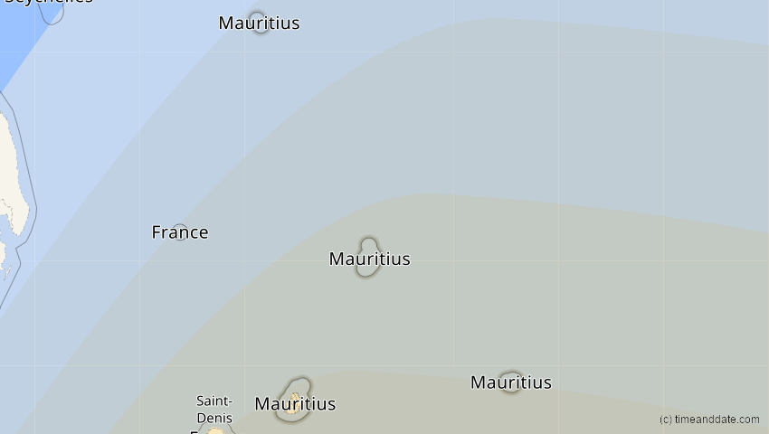 A map of Mauritius, showing the path of the 3. Okt 2043 Ringförmige Sonnenfinsternis