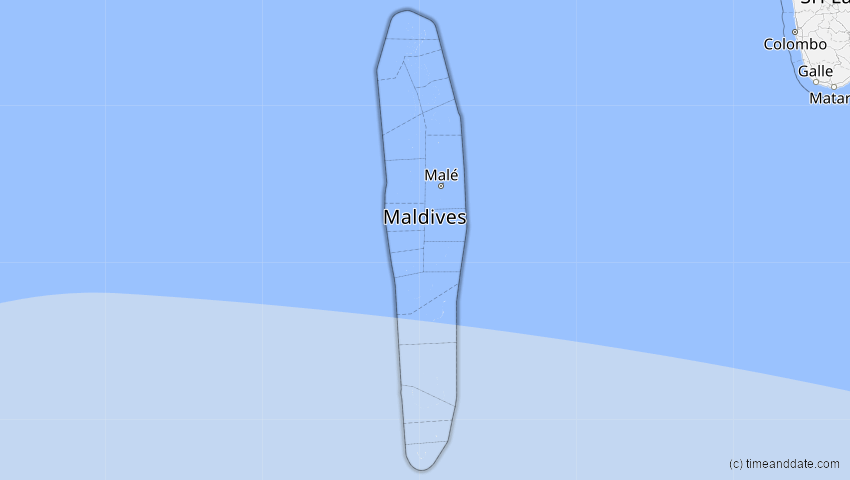A map of Malediven, showing the path of the 3. Okt 2043 Ringförmige Sonnenfinsternis