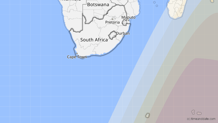 A map of Südafrika, showing the path of the 3. Okt 2043 Ringförmige Sonnenfinsternis