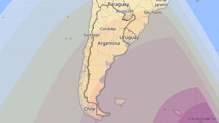 A map of Argentinien, showing the path of the 28. Feb 2044 Ringförmige Sonnenfinsternis