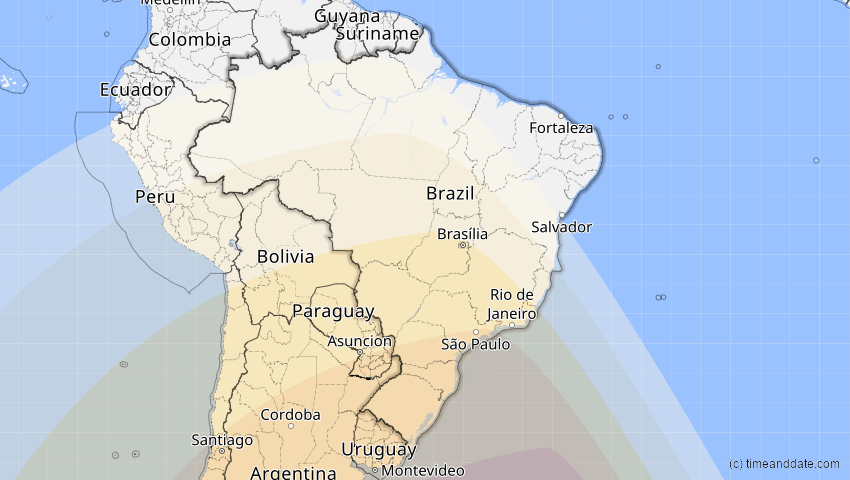 A map of Brasilien, showing the path of the 28. Feb 2044 Ringförmige Sonnenfinsternis