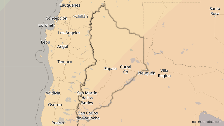 A map of Neuquén, Argentinien, showing the path of the 28. Feb 2044 Ringförmige Sonnenfinsternis