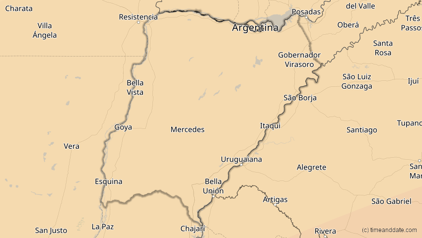 A map of Corrientes, Argentinien, showing the path of the 28. Feb 2044 Ringförmige Sonnenfinsternis