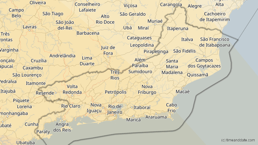 A map of Rio de Janeiro, Brasilien, showing the path of the 28. Feb 2044 Ringförmige Sonnenfinsternis