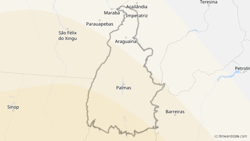 A map of Tocantins, Brasilien, showing the path of the 28. Feb 2044 Ringförmige Sonnenfinsternis