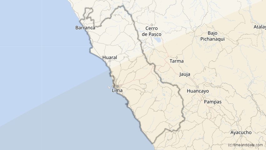A map of Lima, Peru, showing the path of the 28. Feb 2044 Ringförmige Sonnenfinsternis