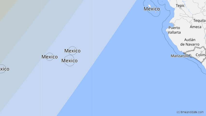 A map of Colima, Mexiko, showing the path of the 22. Aug 2044 Totale Sonnenfinsternis