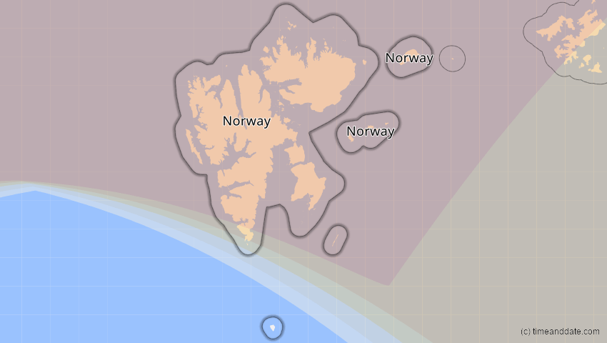 A map of Spitzbergen, Norwegen, showing the path of the 23. Aug 2044 Totale Sonnenfinsternis