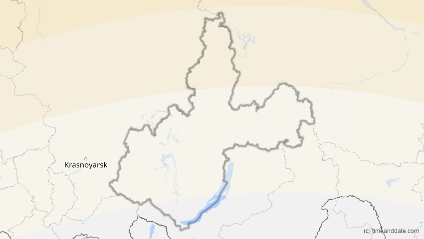 A map of Irkutsk, Russland, showing the path of the 23. Aug 2044 Totale Sonnenfinsternis
