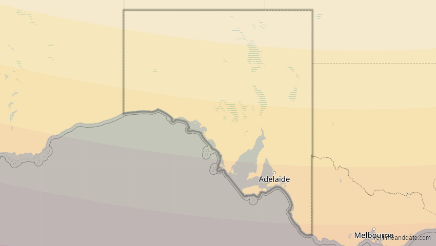 A map of South Australia, Australien, showing the path of the 17. Feb 2045 Ringförmige Sonnenfinsternis