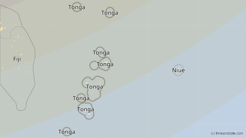 A map of Tonga, showing the path of the 6. Feb 2046 Ringförmige Sonnenfinsternis