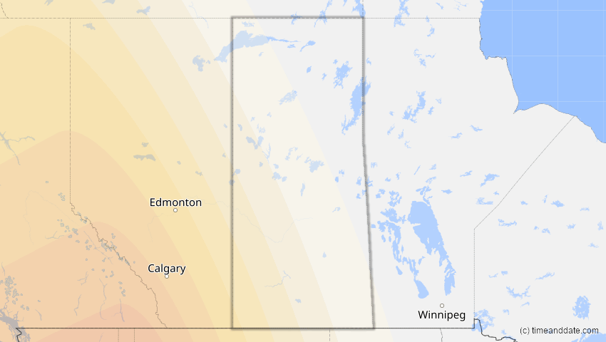 A map of Saskatchewan, Kanada, showing the path of the 5. Feb 2046 Ringförmige Sonnenfinsternis