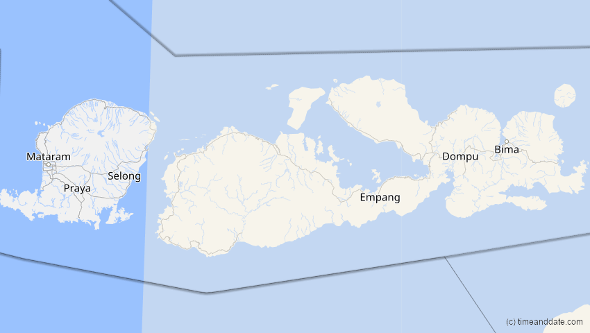 A map of Nusa Tenggara Barat, Indonesien, showing the path of the 6. Feb 2046 Ringförmige Sonnenfinsternis