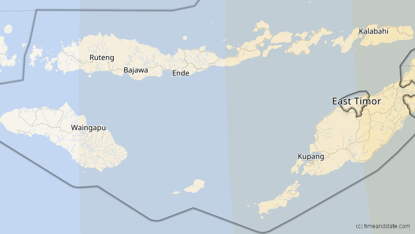 A map of Nusa Tenggara Timur, Indonesien, showing the path of the 6. Feb 2046 Ringförmige Sonnenfinsternis