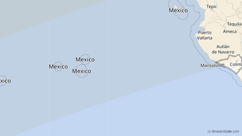 A map of Colima, Mexiko, showing the path of the 5. Feb 2046 Ringförmige Sonnenfinsternis