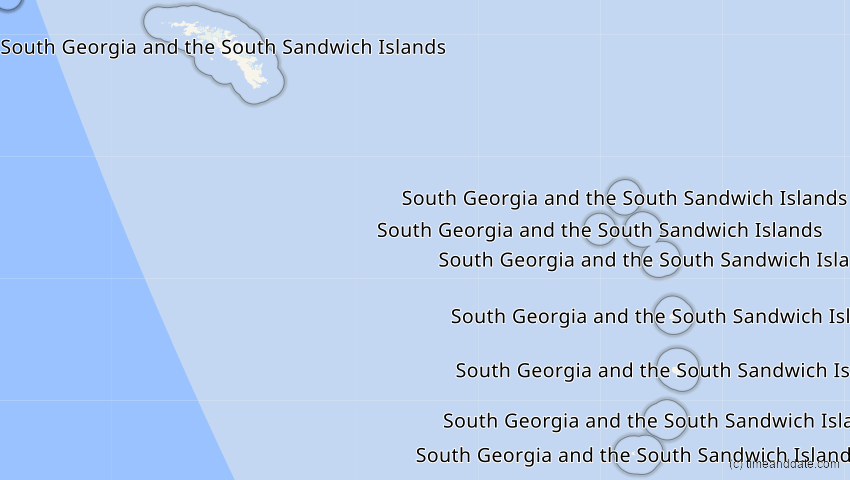 A map of Südgeorgien und die Südl. Sandwichinseln, showing the path of the 2. Aug 2046 Totale Sonnenfinsternis