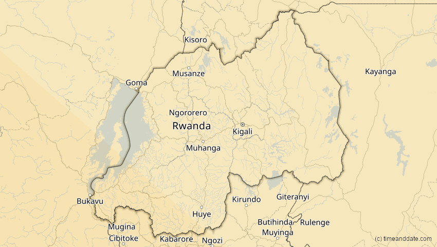 A map of Ruanda, showing the path of the 2. Aug 2046 Totale Sonnenfinsternis
