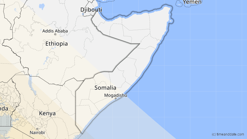A map of Somalia, showing the path of the 2. Aug 2046 Totale Sonnenfinsternis