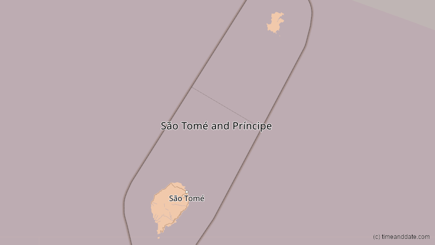 A map of São Tomé und Príncipe, showing the path of the 2. Aug 2046 Totale Sonnenfinsternis