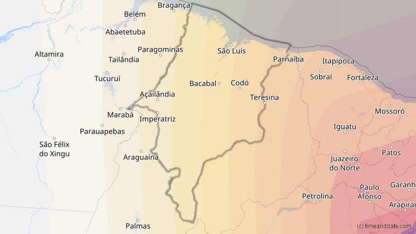 A map of Maranhão, Brasilien, showing the path of the 2. Aug 2046 Totale Sonnenfinsternis