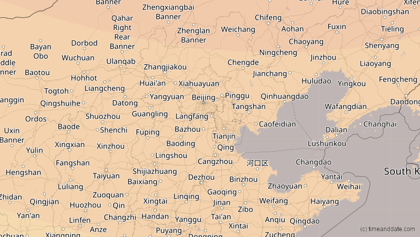 A map of Hebei, China, showing the path of the 26. Jan 2047 Partielle Sonnenfinsternis