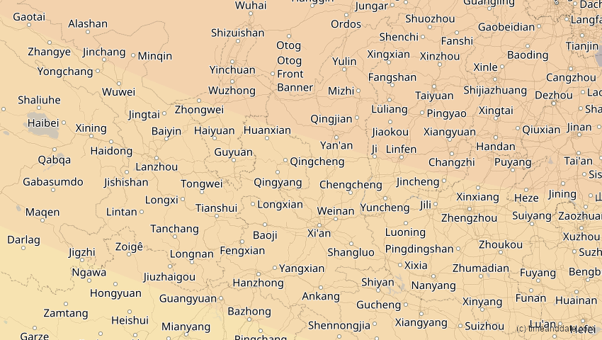 A map of Shaanxi, China, showing the path of the 26. Jan 2047 Partielle Sonnenfinsternis