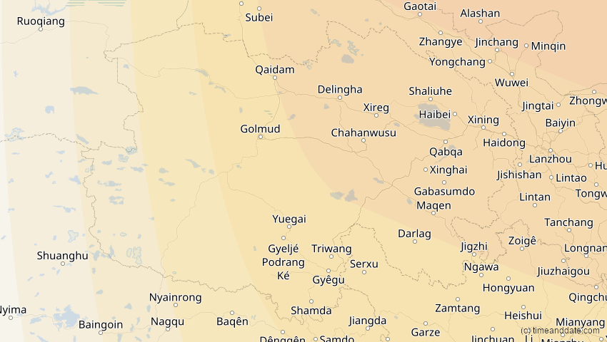 A map of Qinghai, China, showing the path of the 26. Jan 2047 Partielle Sonnenfinsternis