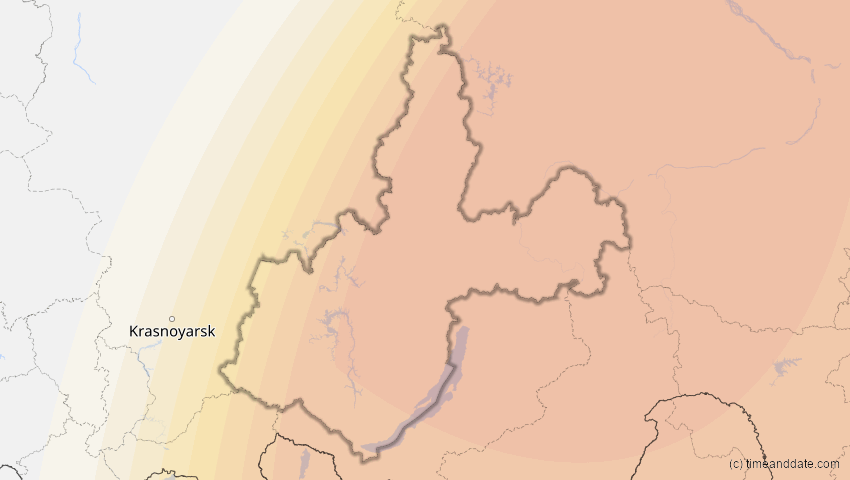 A map of Irkutsk, Russland, showing the path of the 26. Jan 2047 Partielle Sonnenfinsternis
