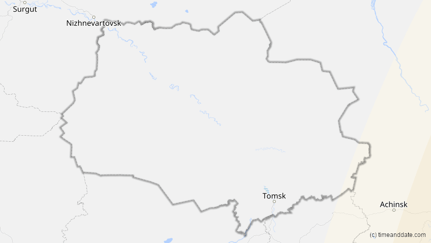 A map of Tomsk, Russland, showing the path of the 26. Jan 2047 Partielle Sonnenfinsternis