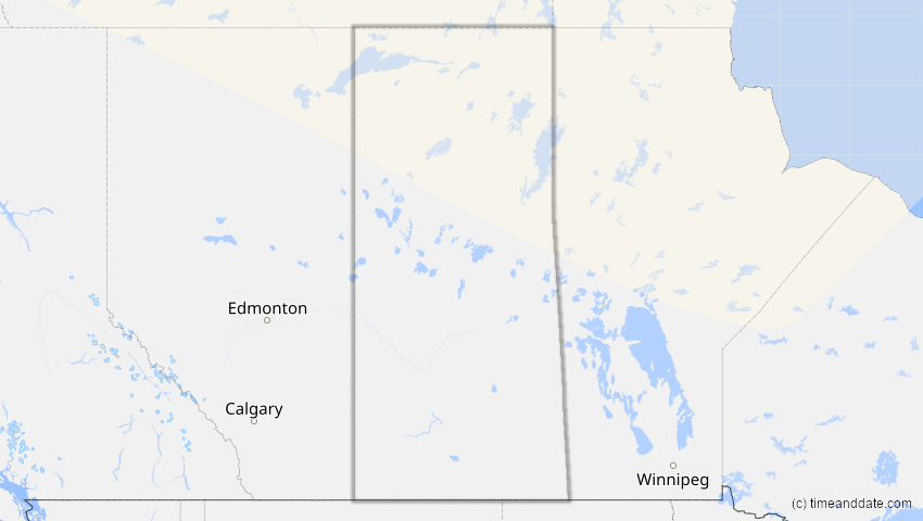 A map of Saskatchewan, Kanada, showing the path of the 23. Jun 2047 Partielle Sonnenfinsternis