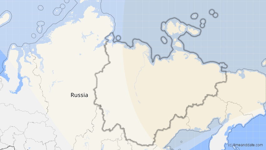 A map of Sacha (Jakutien), Russland, showing the path of the 23. Jun 2047 Partielle Sonnenfinsternis