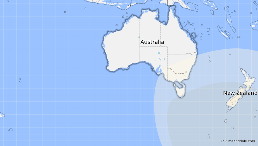 A map of Australien, showing the path of the 23. Jul 2047 Partielle Sonnenfinsternis