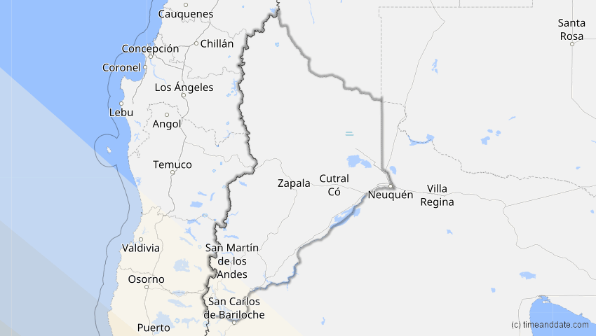 A map of Neuquén, Argentinien, showing the path of the 16. Dez 2047 Partielle Sonnenfinsternis