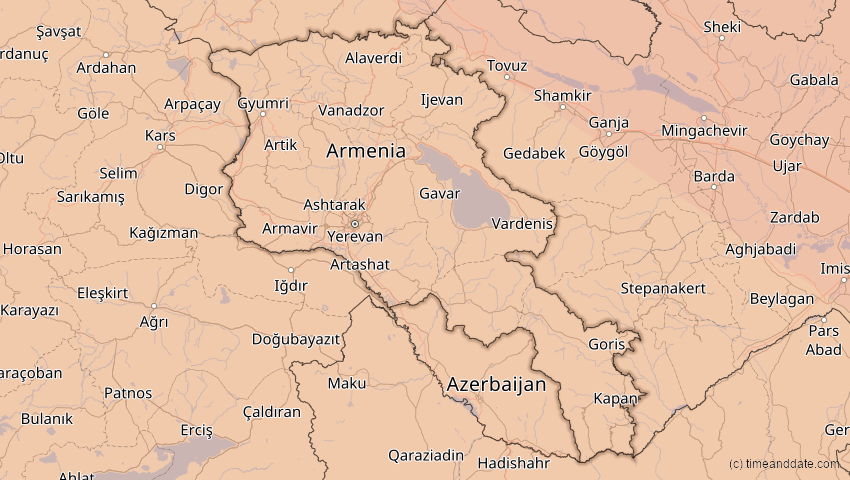 A map of Armenien, showing the path of the 11. Jun 2048 Ringförmige Sonnenfinsternis