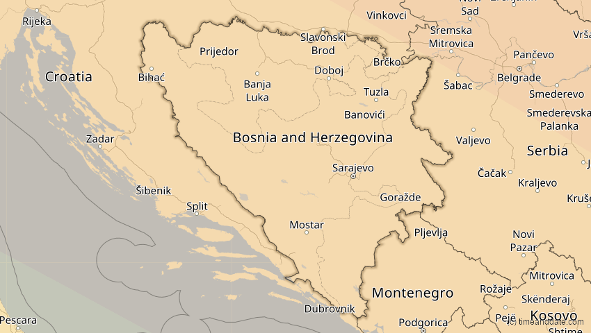 A map of Bosnien und Herzegowina, showing the path of the 11. Jun 2048 Ringförmige Sonnenfinsternis