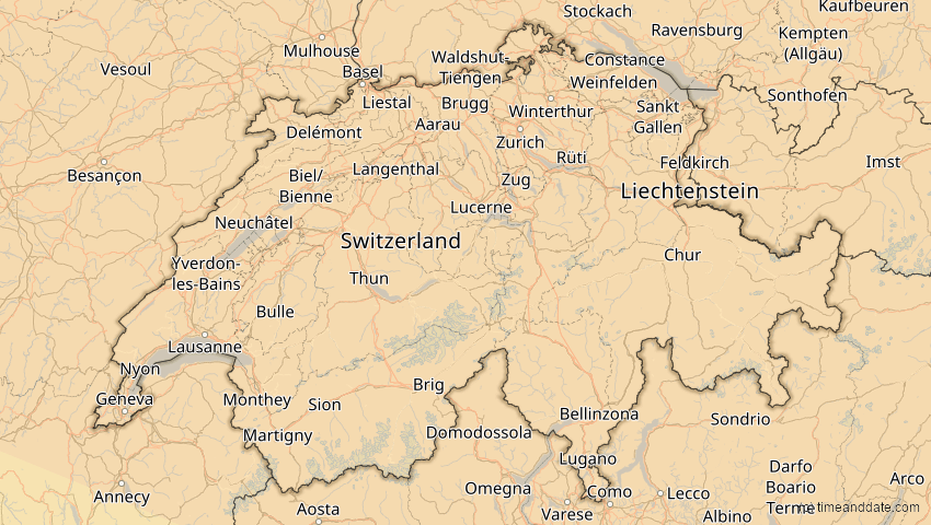 A map of Schweiz, showing the path of the 11. Jun 2048 Ringförmige Sonnenfinsternis