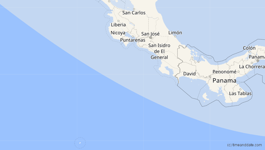 A map of Costa Rica, showing the path of the 11. Jun 2048 Ringförmige Sonnenfinsternis